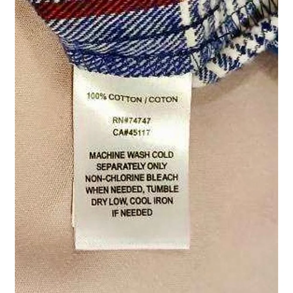 Natural Reflections Women’s flannel button-up shirt blue, white & red plaid – si